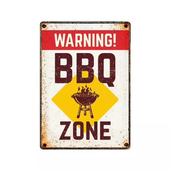 Metallschild "BBQ Zone Warning (v)"