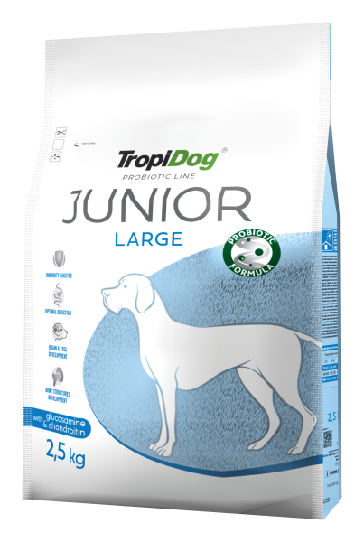 TropiDog Probiotic Line Junior für große Rassen - reich an Truthahn & Lachs