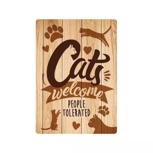 Metallschild "Cats Welcome Wood (v)"