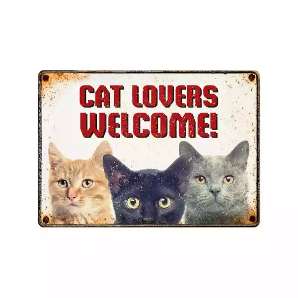 Metallschild "Cat Lovers Welcome (h)"